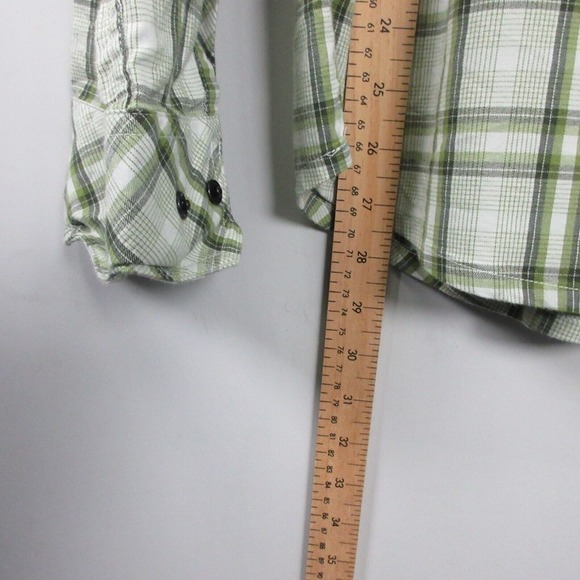 Stio Flannel Pearl Snap Button Down Shirt Men M Green Plaid Western 330 - Picture 8 of 10